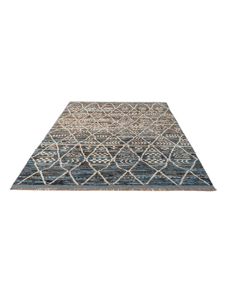 Detail image of 6' 4 x 9' 6 Hand Knotted Moroccan Wool Rug