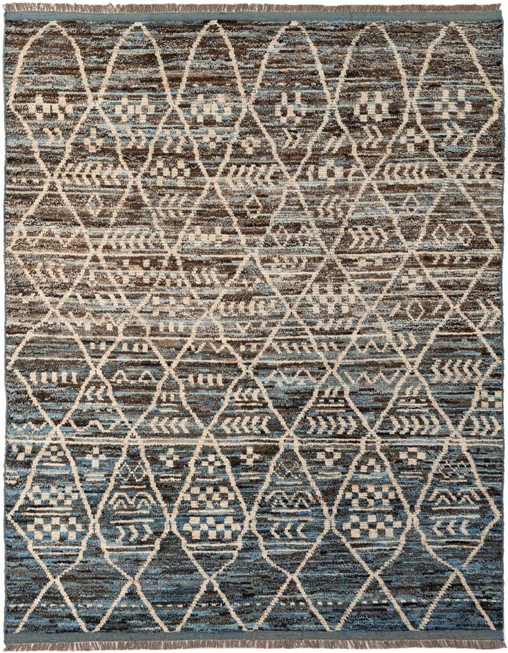 Detail image of 6' 4 x 9' 6 Hand Knotted Moroccan Wool Rug