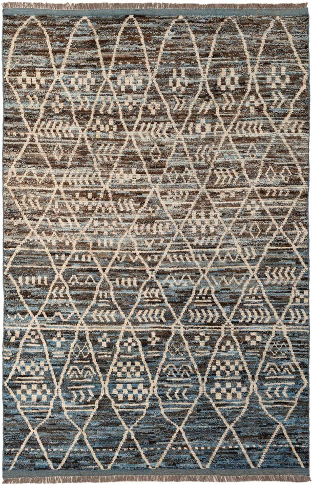 Detail image of 6' 4 x 9' 6 Hand Knotted Moroccan Wool Rug