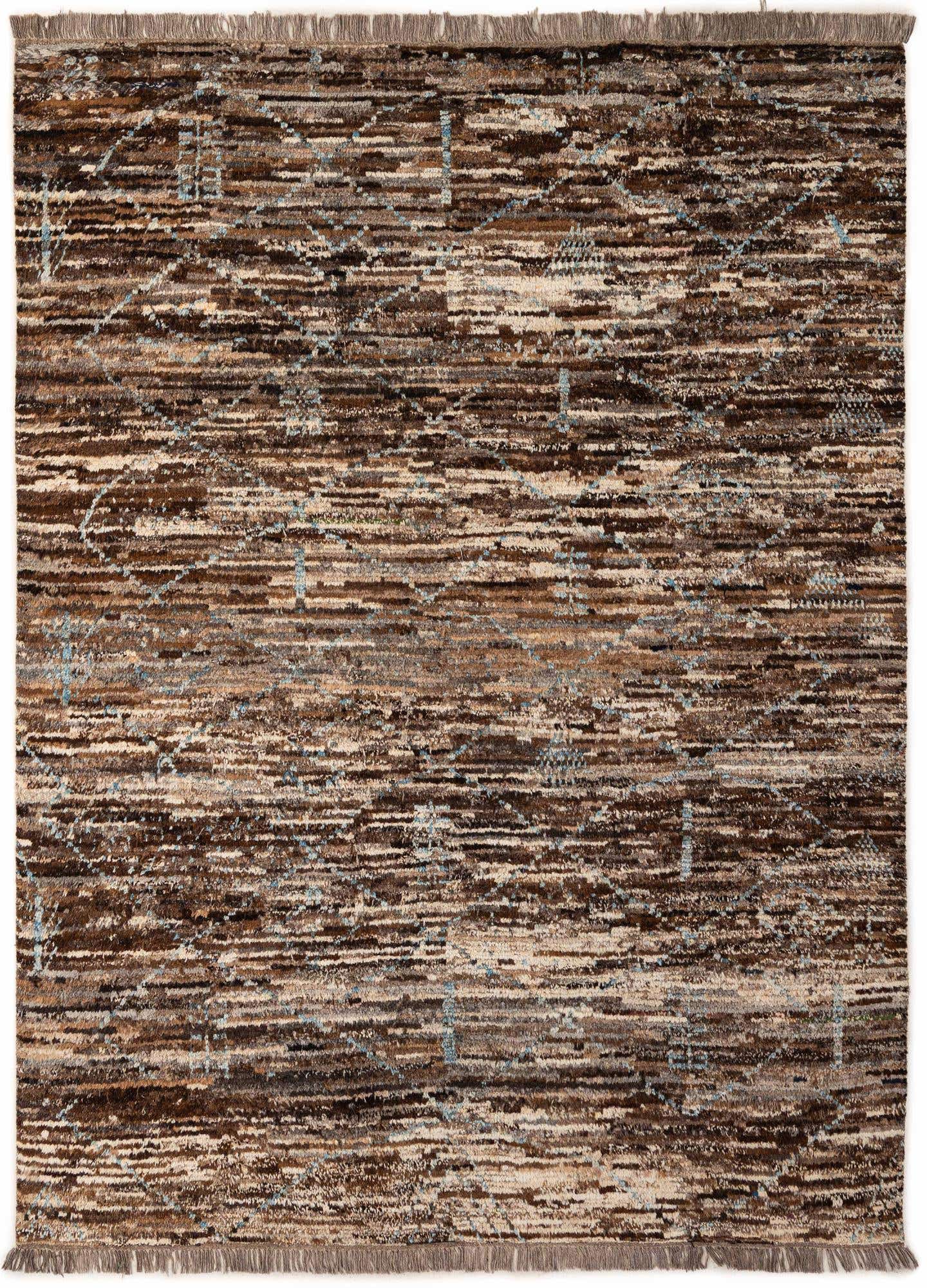 6' 9 x 8' 11 Hand Knotted Moroccan Wool Rug