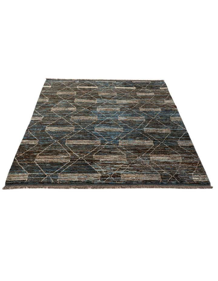6' 7 x 9' 4 Hand Knotted Moroccan Wool Rug