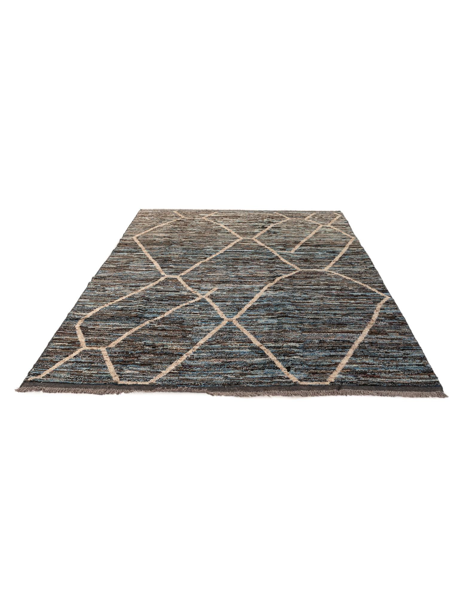 6' 11 x 9' 7 Hand Knotted Moroccan Wool Rug