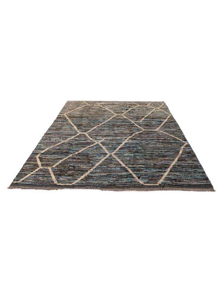 6' 11 x 9' 7 Hand Knotted Moroccan Wool Rug