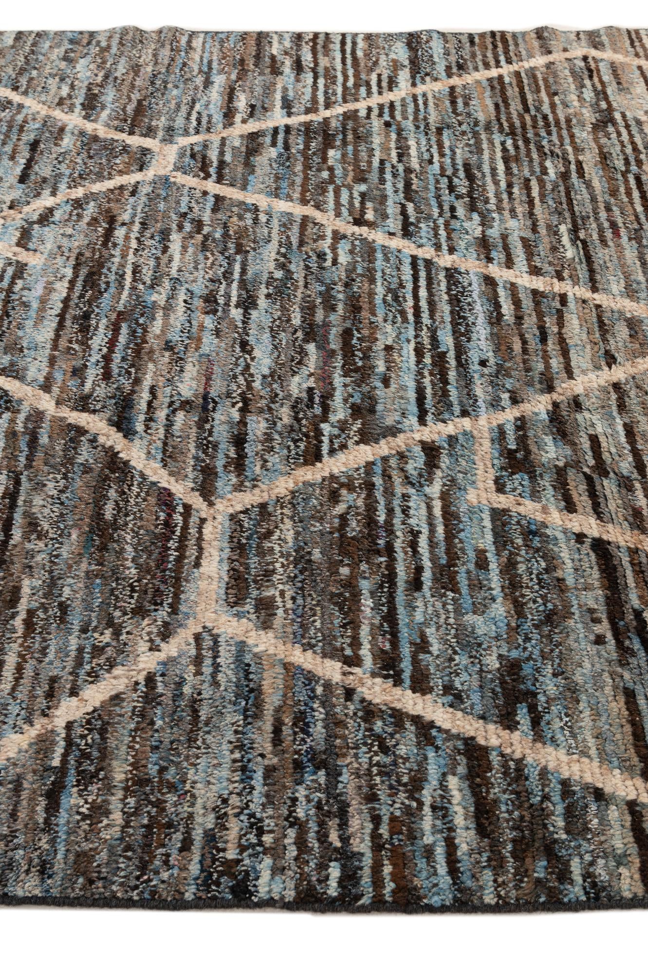 6' 11 x 9' 7 Hand Knotted Moroccan Wool Rug