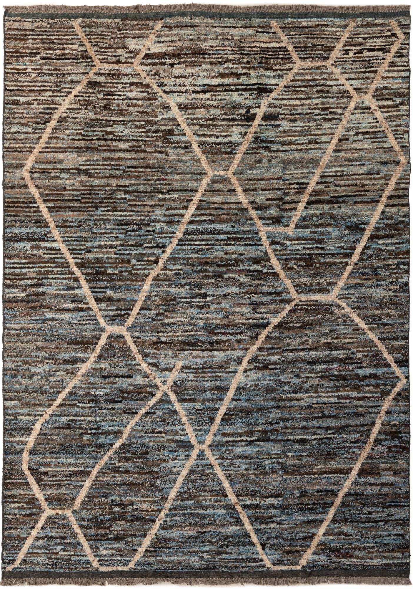 6' 11 x 9' 7 Hand Knotted Moroccan Wool Rug