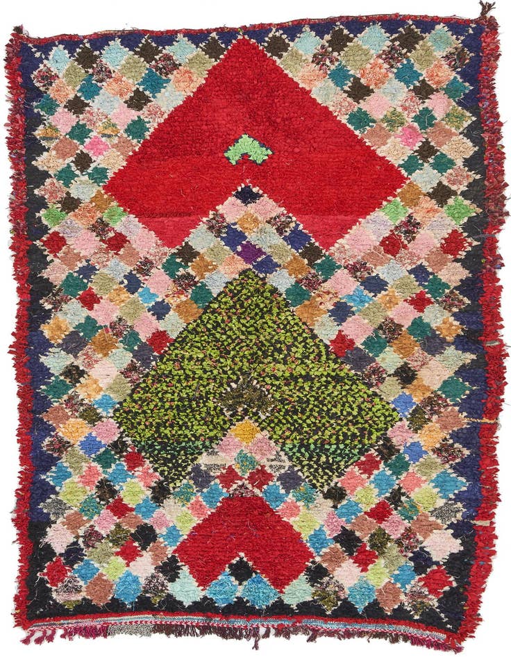 Detail image of 4' 10 x 8' 2 Hand Knotted Moroccan Wool Rug