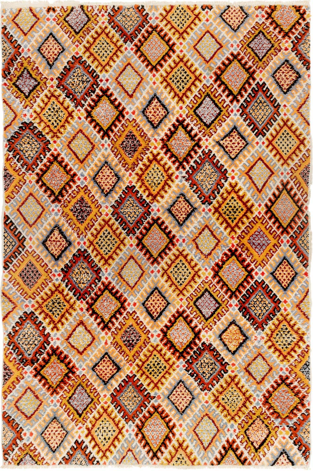 6' 6 x 10' Hand Knotted Moroccan Wool Rug