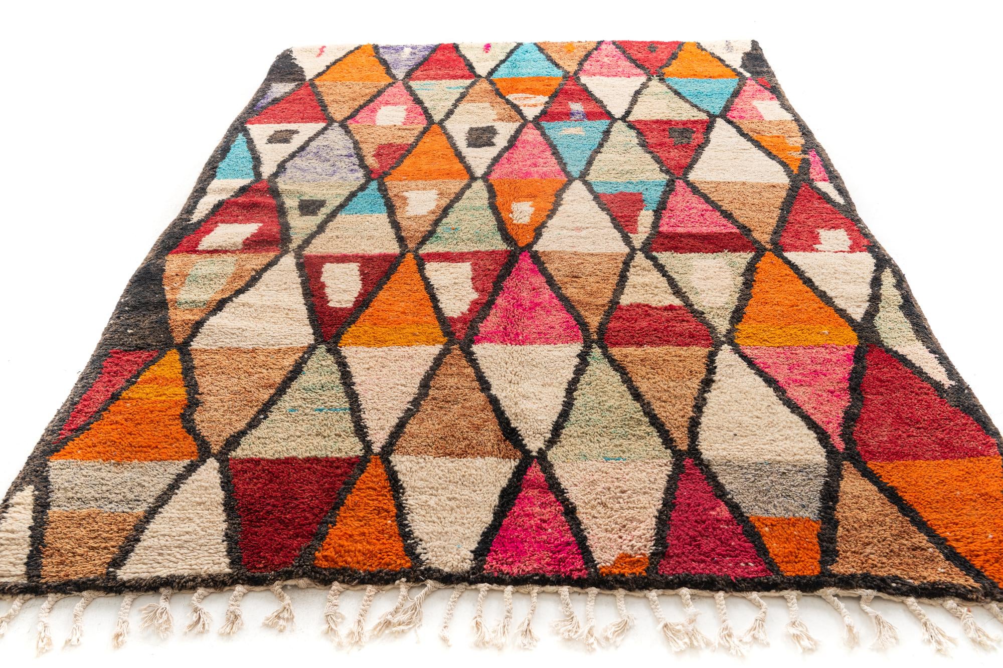 6' 9 x 9' 5 Hand Knotted Moroccan Wool Rug