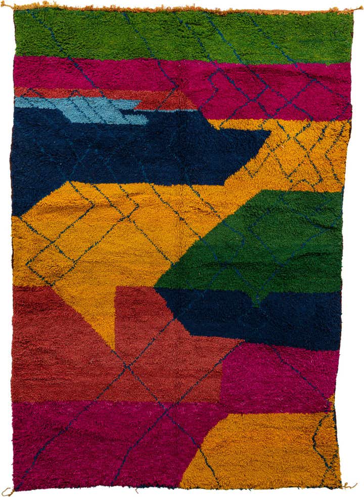 6' 8 x 9' 8 Hand Knotted Moroccan Wool Rug