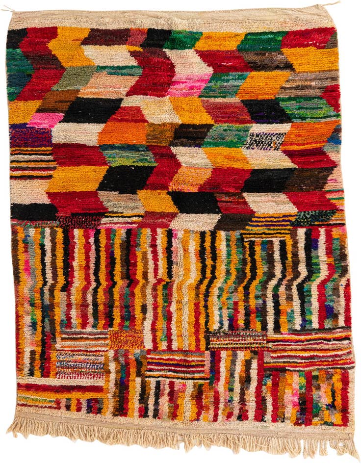 Detail image of 5' 2 x 8' 6 Hand Knotted Moroccan Wool Rug
