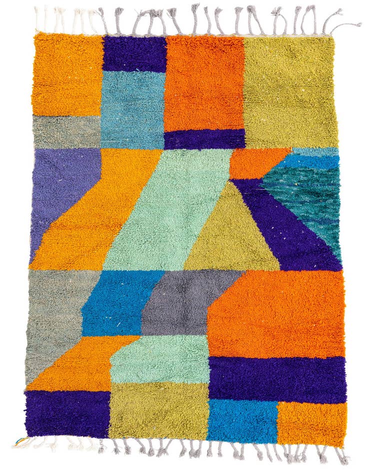Detail image of 4' 8 x 8' Hand Knotted Moroccan Wool Rug