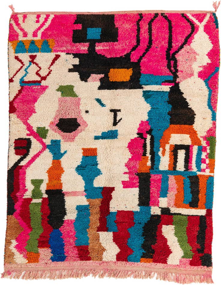 Detail image of 4' 10 x 8' 6 Hand Knotted Moroccan Wool Rug