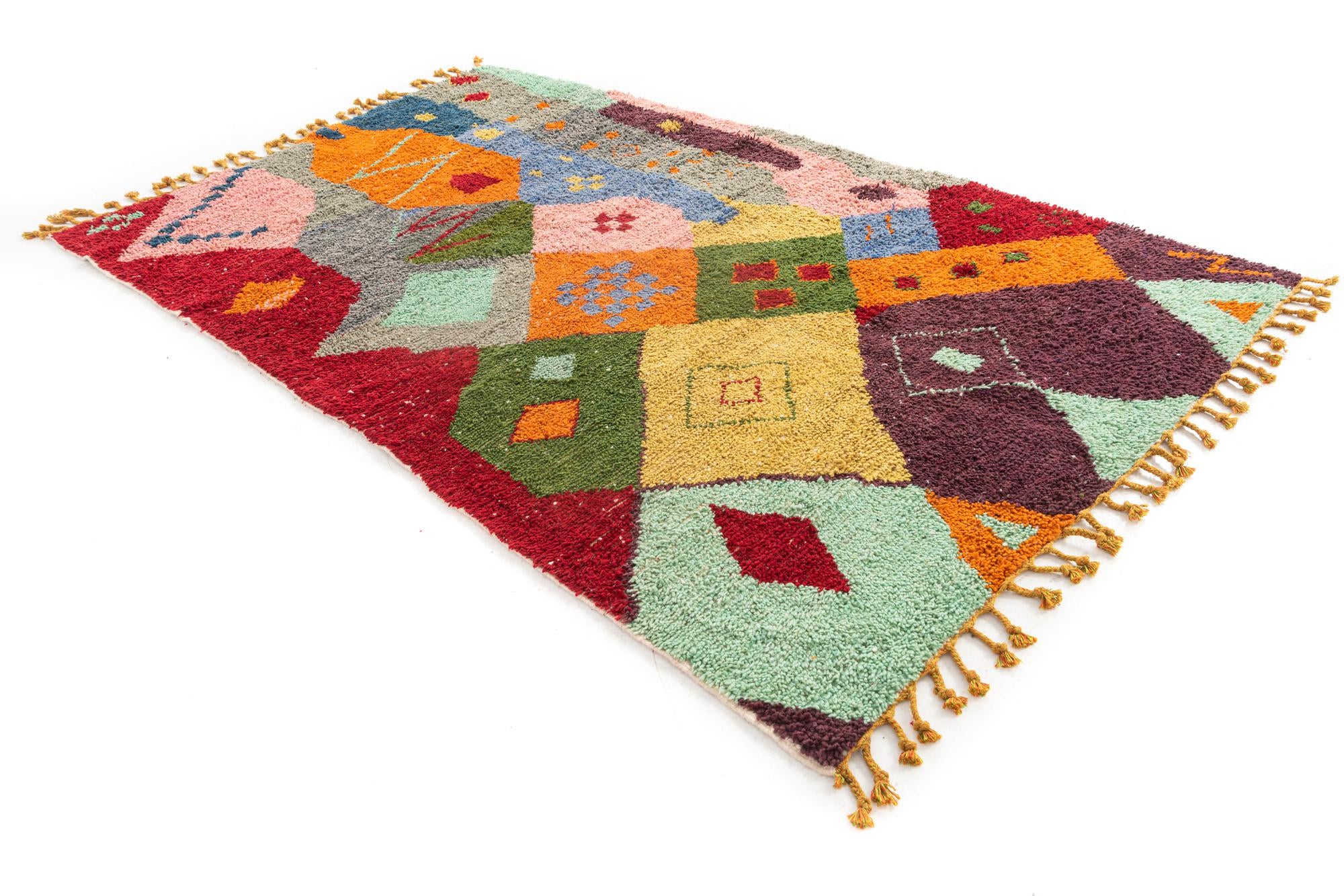 6' 2 x 10' Hand Knotted Moroccan Wool Rug