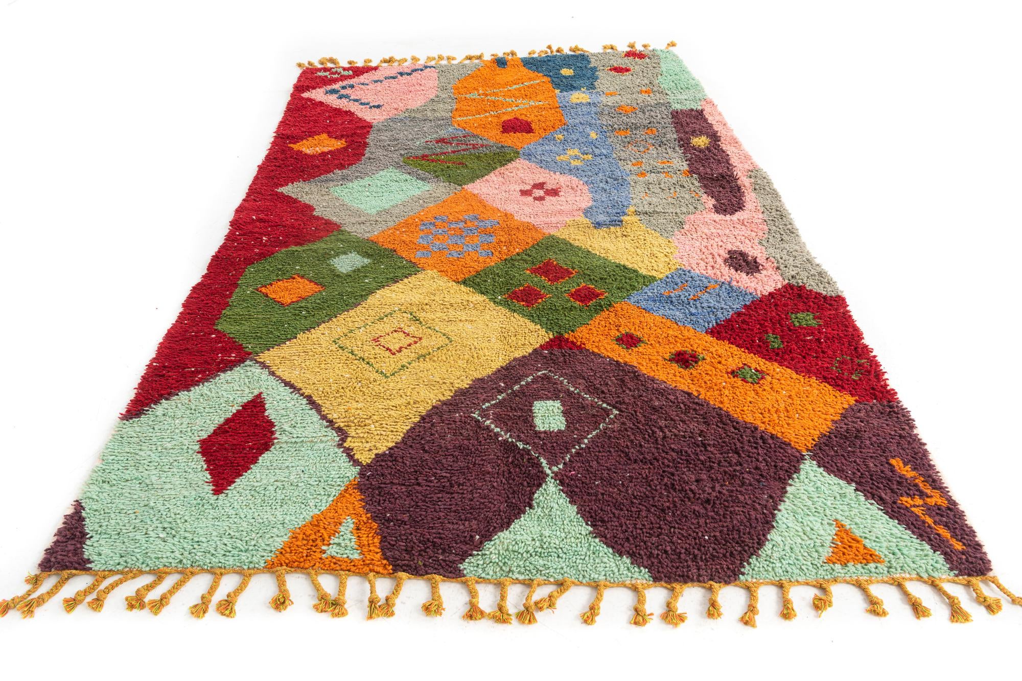 6' 2 x 10' Hand Knotted Moroccan Wool Rug