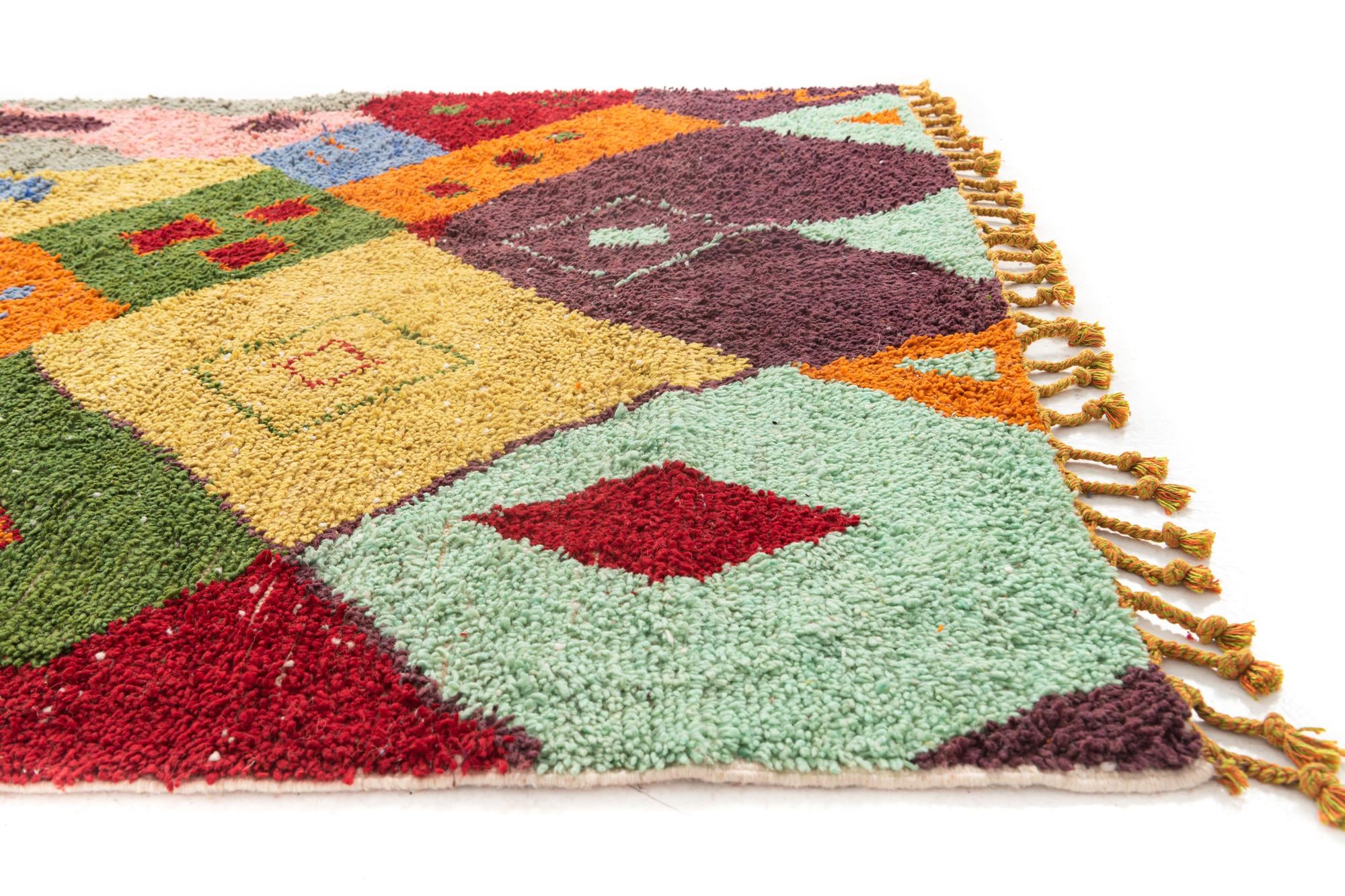 6' 2 x 10' Hand Knotted Moroccan Wool Rug