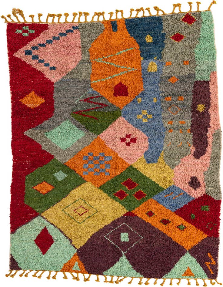 Detail image of 6' 2 x 10' Hand Knotted Moroccan Wool Rug