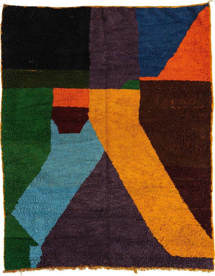 Detail image of 6' 6 x 9' 6 Hand Knotted Moroccan Wool Rug