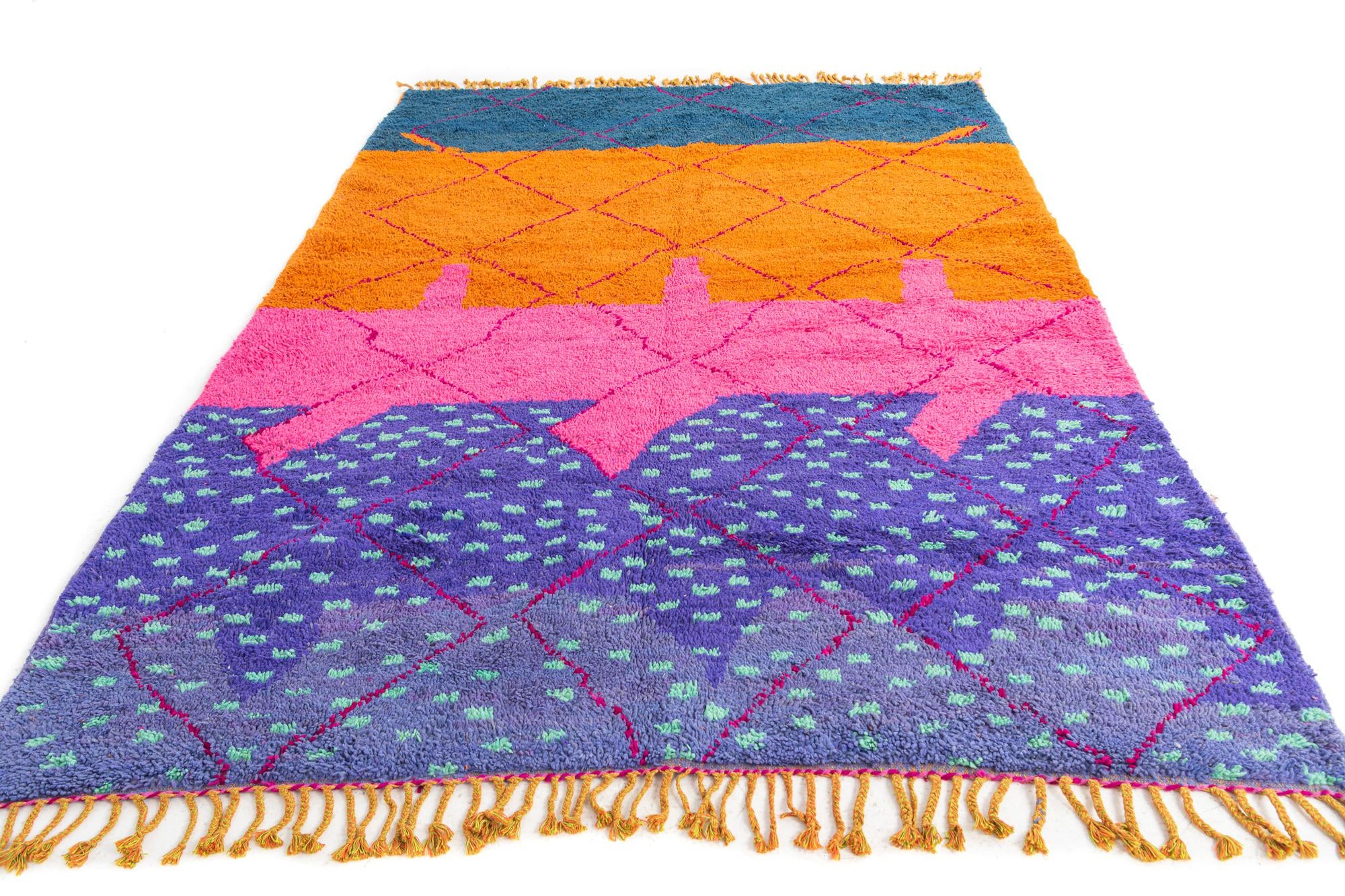 6' 6 x 9' 6 Hand Knotted Moroccan Wool Rug
