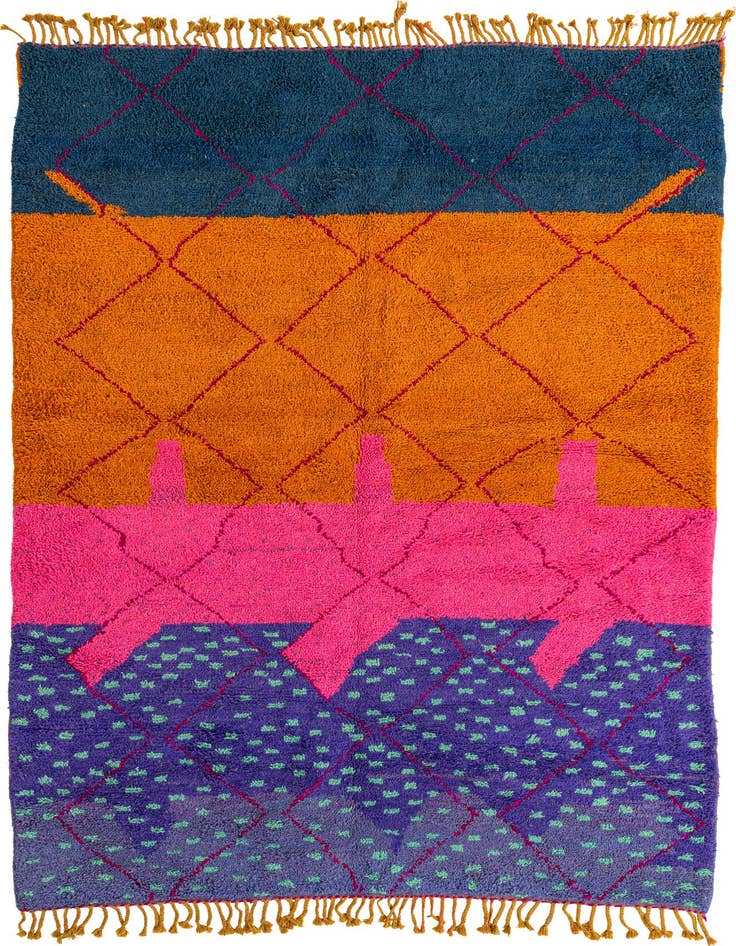 Detail image of 6' 6 x 9' 6 Hand Knotted Moroccan Wool Rug