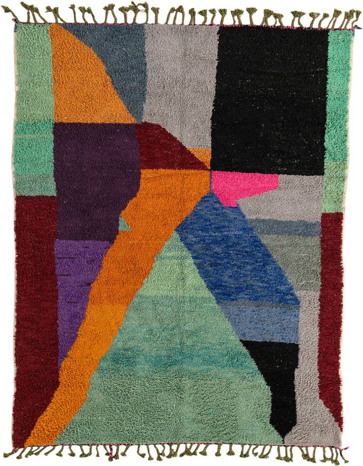 Detail image of 6' 6 x 9' 6 Hand Knotted Moroccan Wool Rug