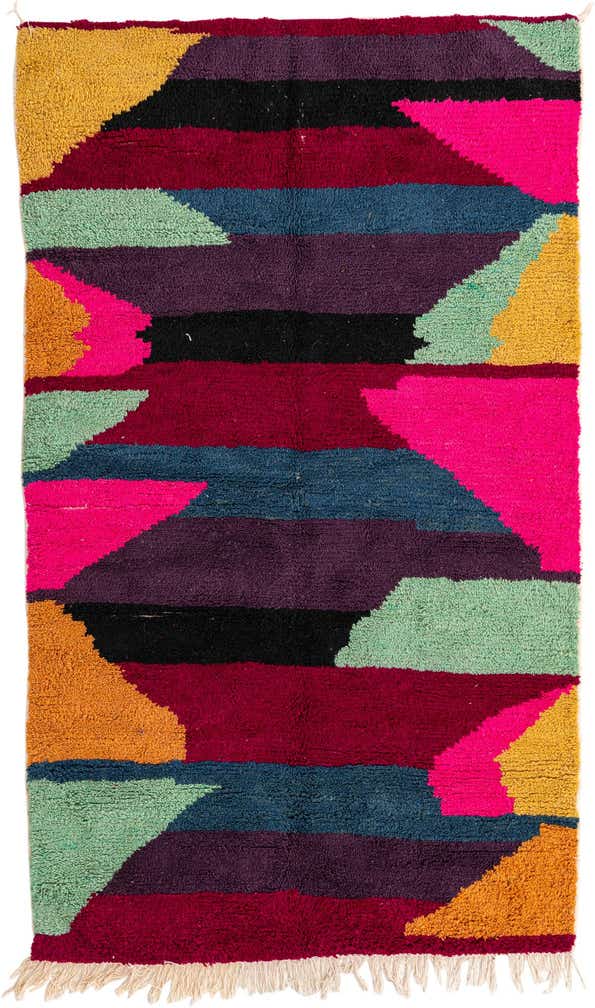 4' 9 x 8' Hand Knotted Moroccan Wool Rug