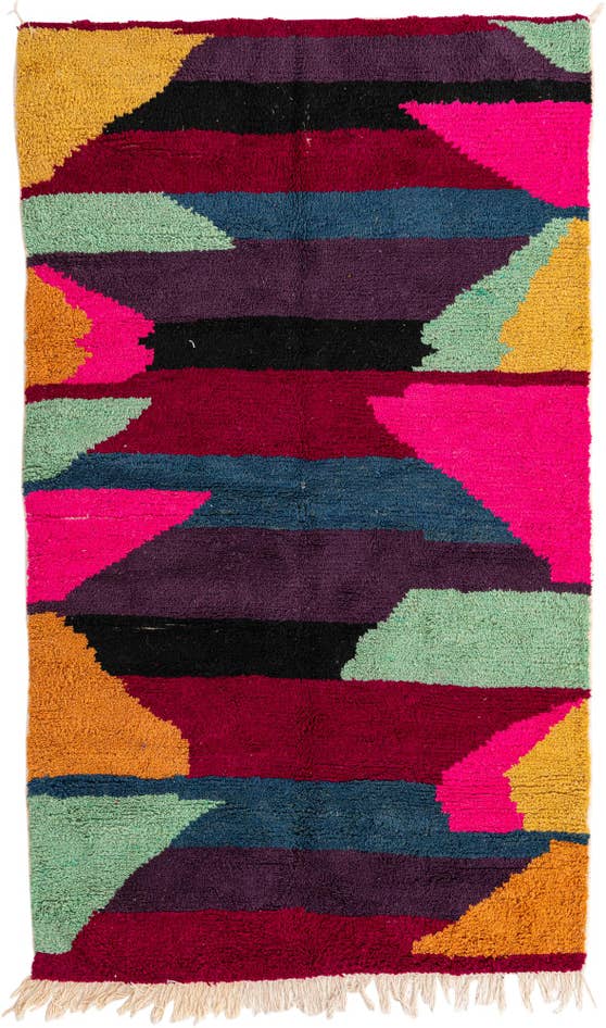 Detail image of 4' 9 x 8' Hand Knotted Moroccan Wool Rug
