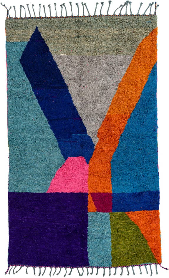 Detail image of 4' 10 x 8' Hand Knotted Moroccan Wool Rug
