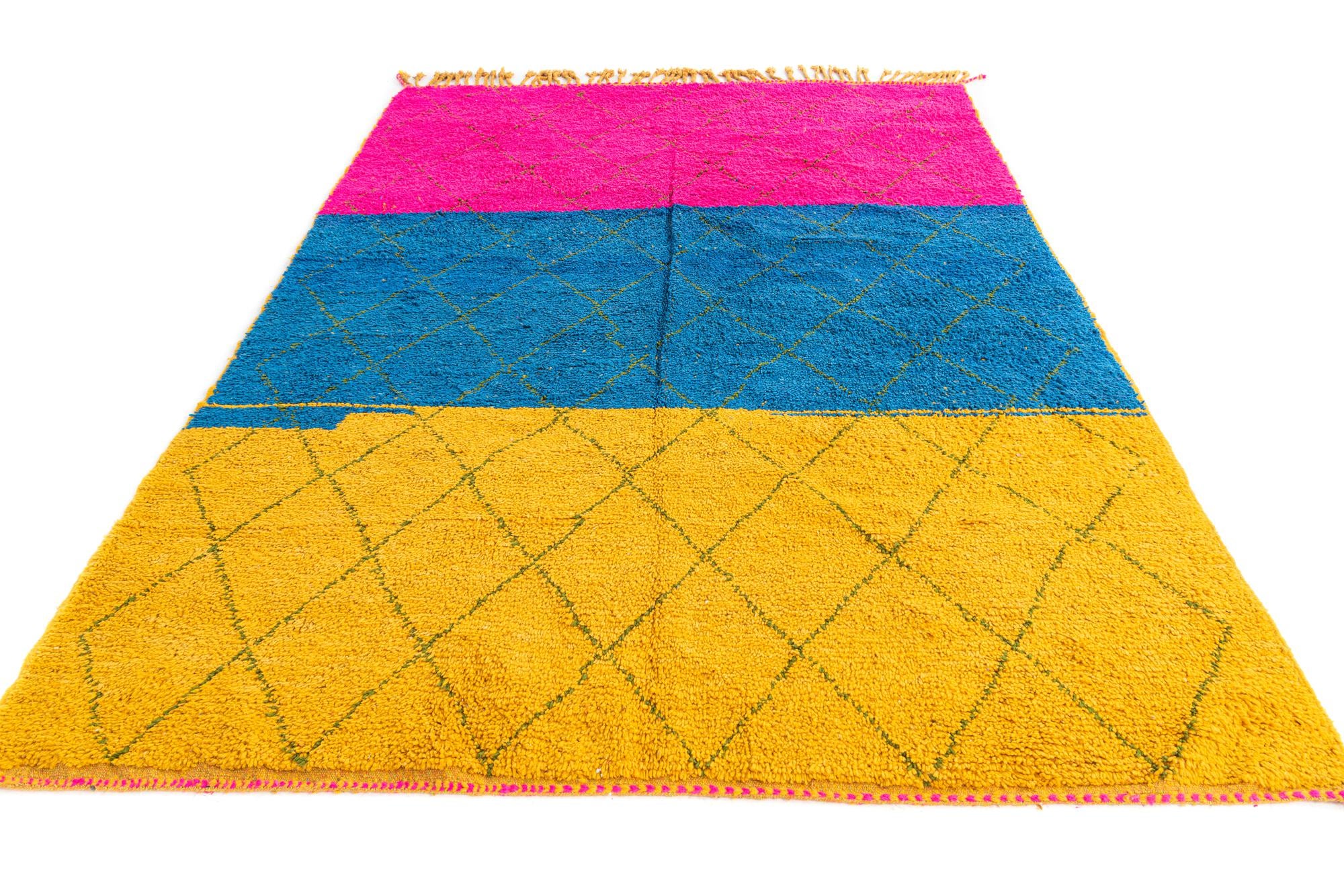 6' 10 x 9' 7 Hand Knotted Moroccan Wool Rug