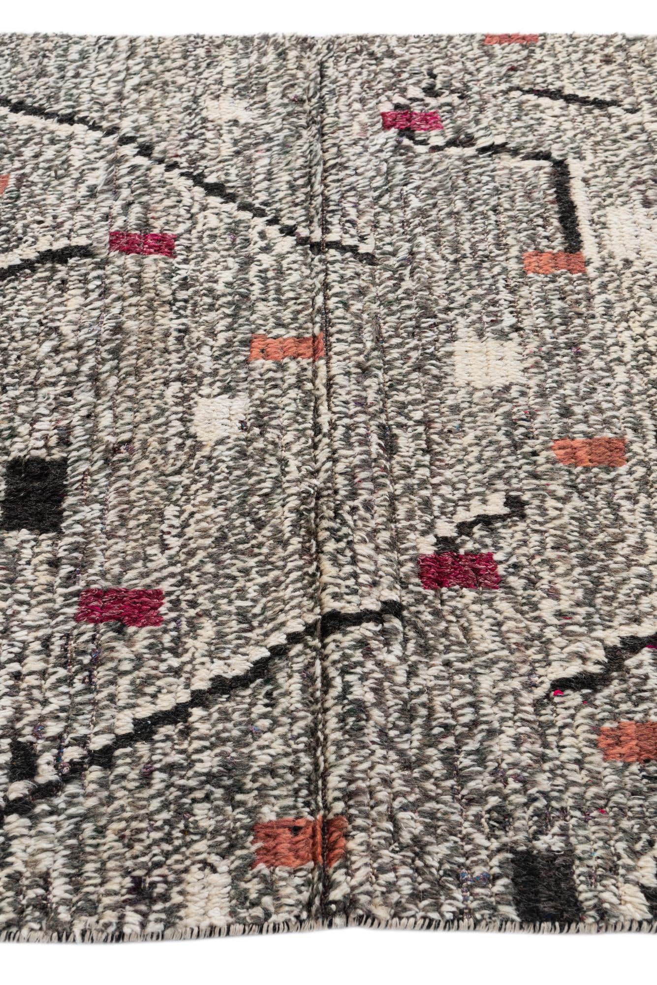 4' 2 x 6' 9 Hand Knotted Moroccan Wool Rug