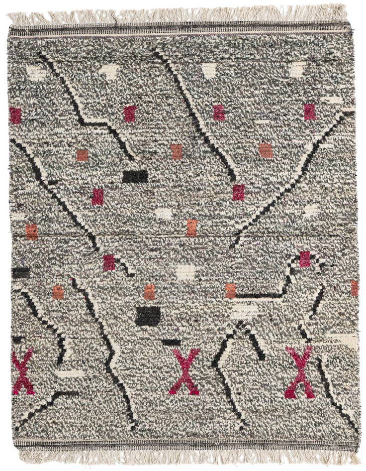Detail image of 4' 2 x 6' 9 Hand Knotted Moroccan Wool Rug