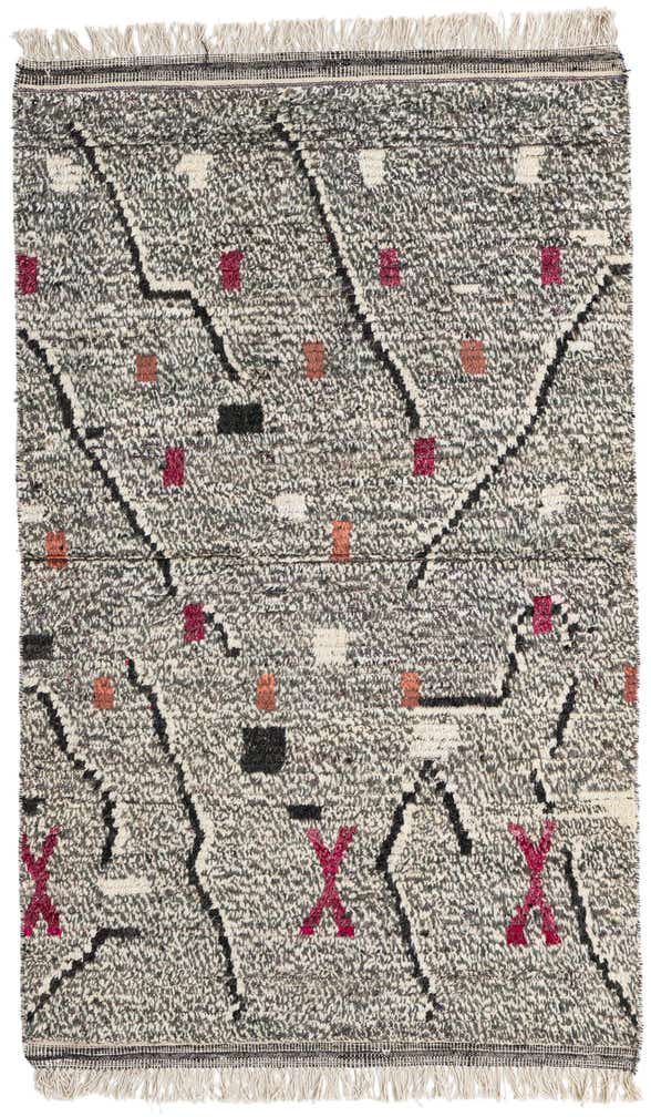 4' 2 x 6' 9 Hand Knotted Moroccan Wool Rug