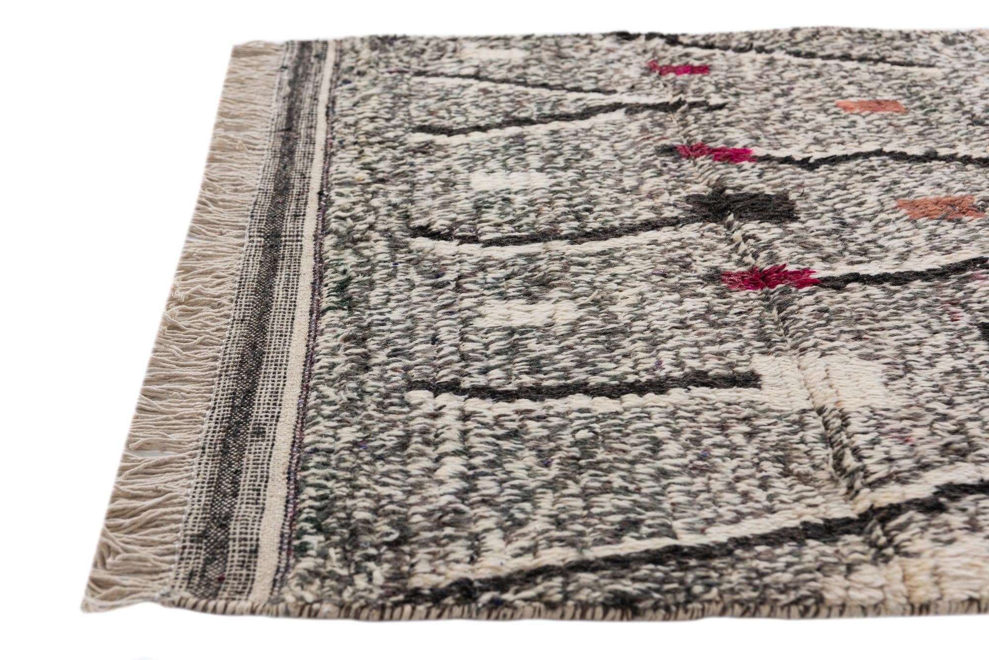 4' x 6' 9 Hand Knotted Moroccan Wool Rug