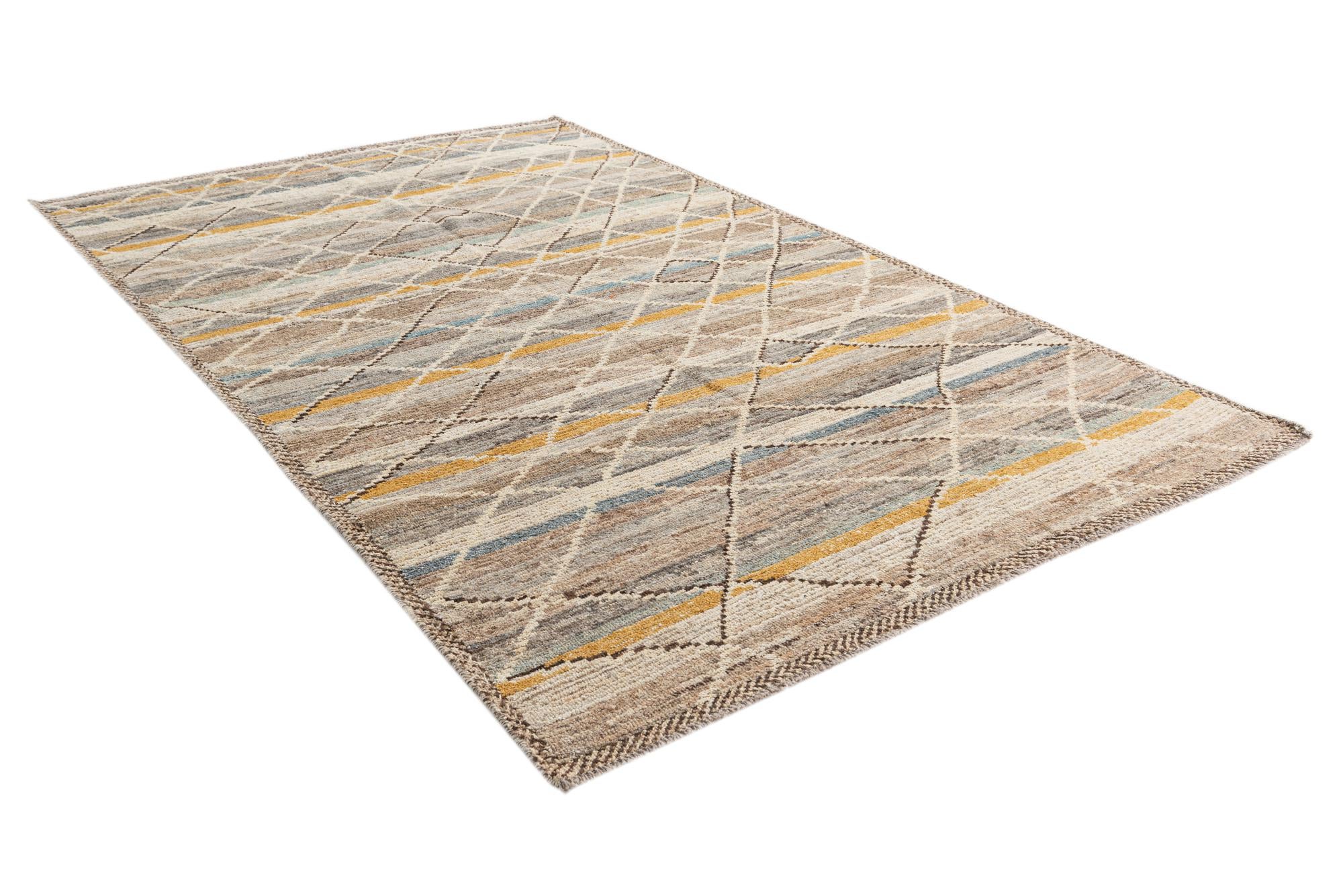 5' 9 x 9' 5 Hand Knotted Moroccan Wool Rug