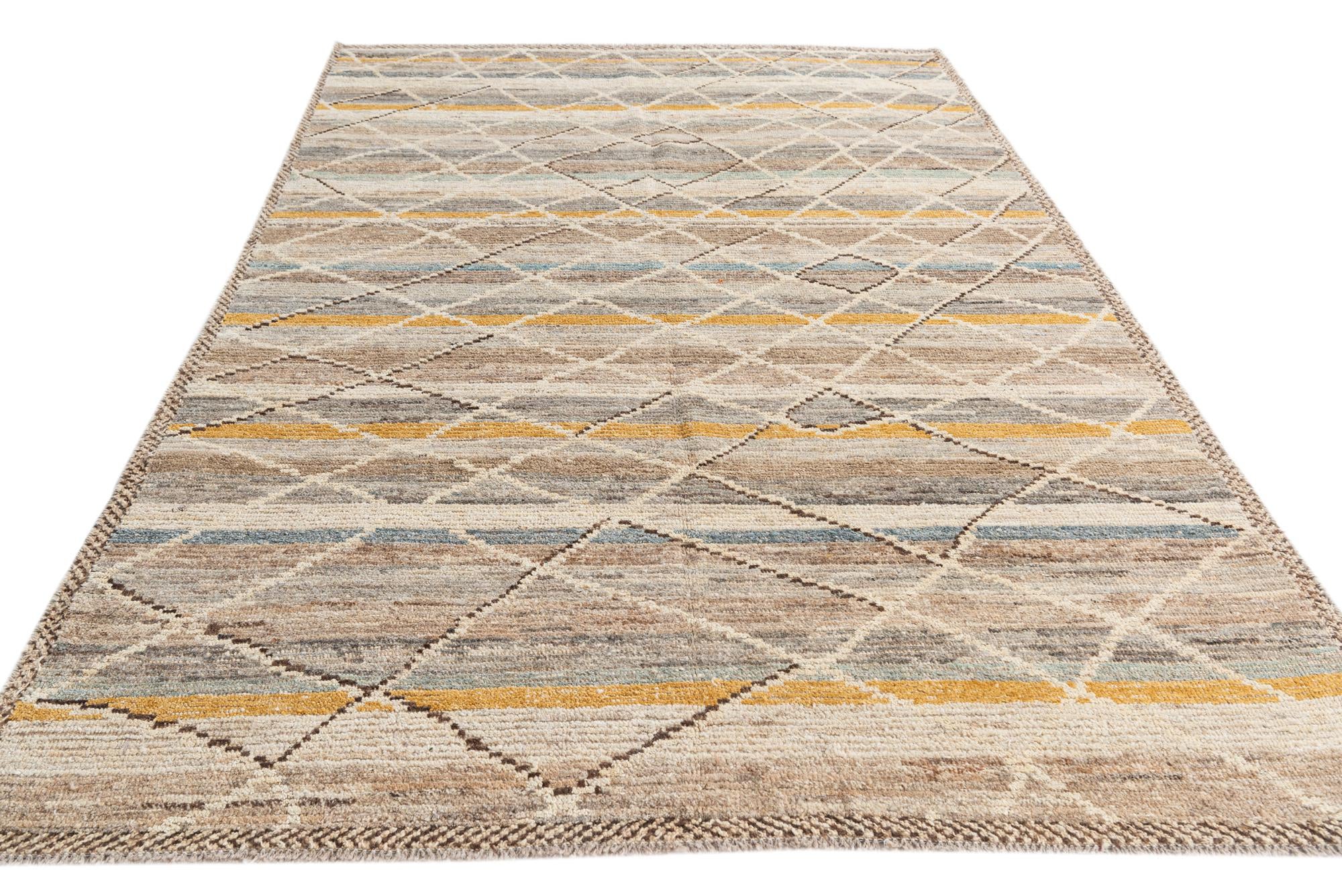 5' 9 x 9' 5 Hand Knotted Moroccan Wool Rug