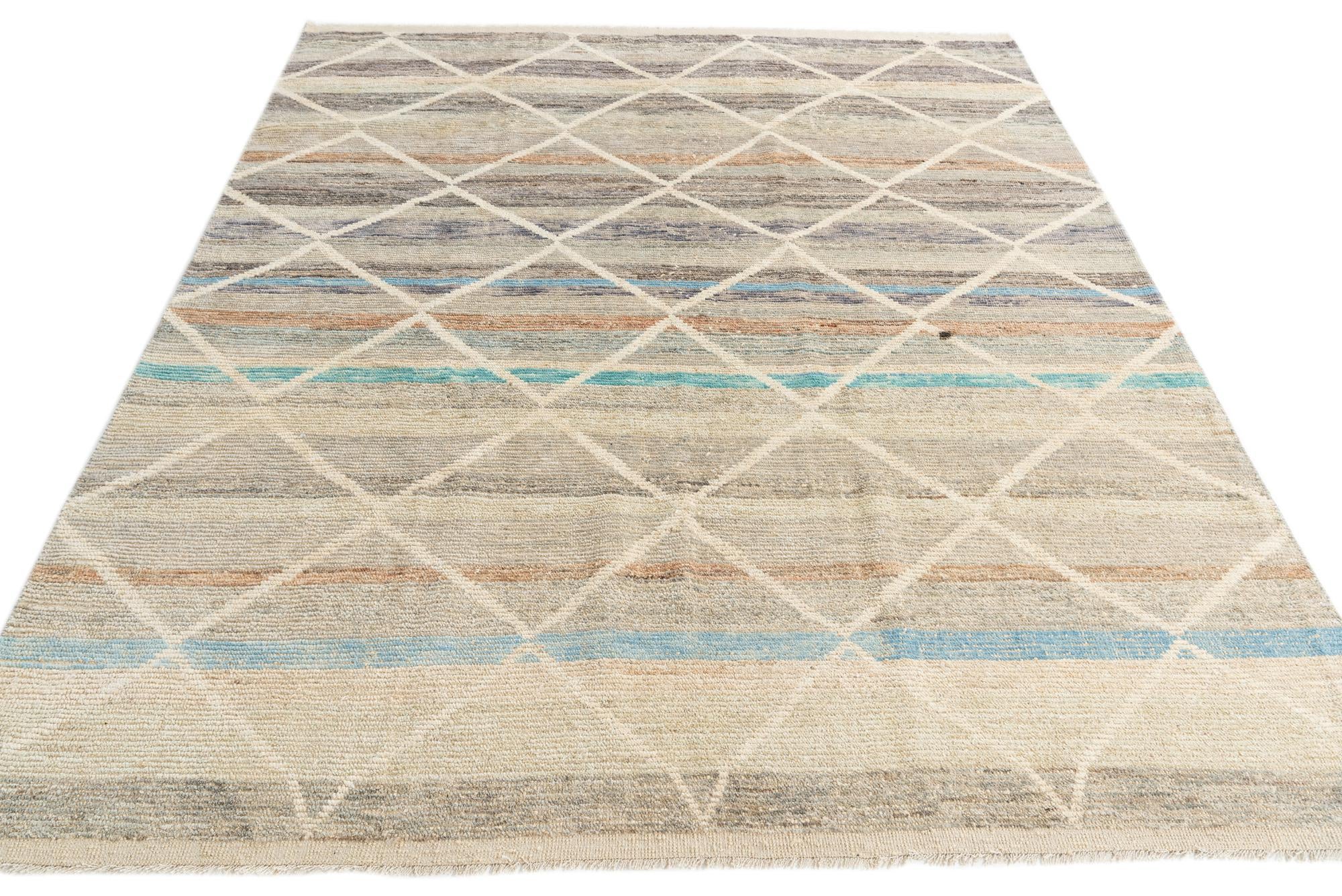 8' 1 x 10' 2 Hand Knotted Moroccan Wool Rug