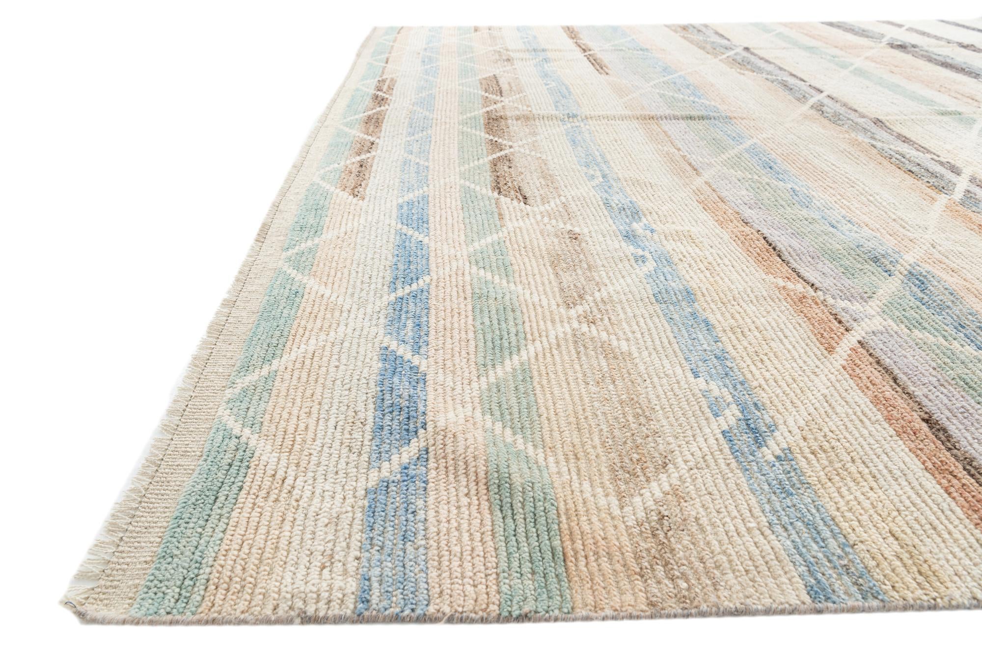 9' x 12' 7 Hand Knotted Moroccan Wool Rug