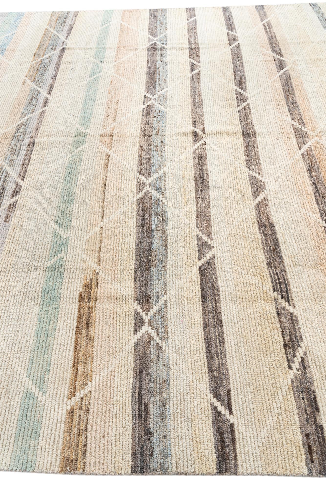 9' x 12' 7 Hand Knotted Moroccan Wool Rug