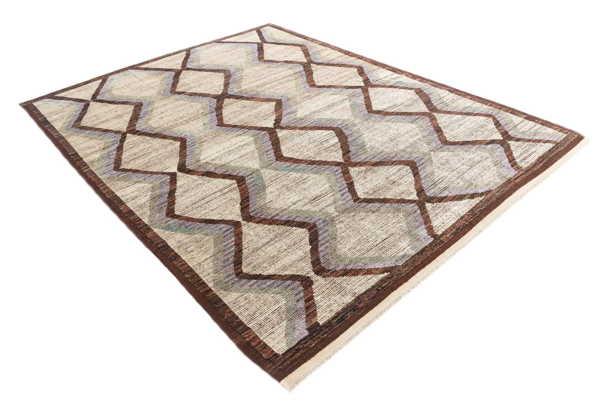 9' 5 x 12' 4 Hand Knotted Moroccan Wool Rug