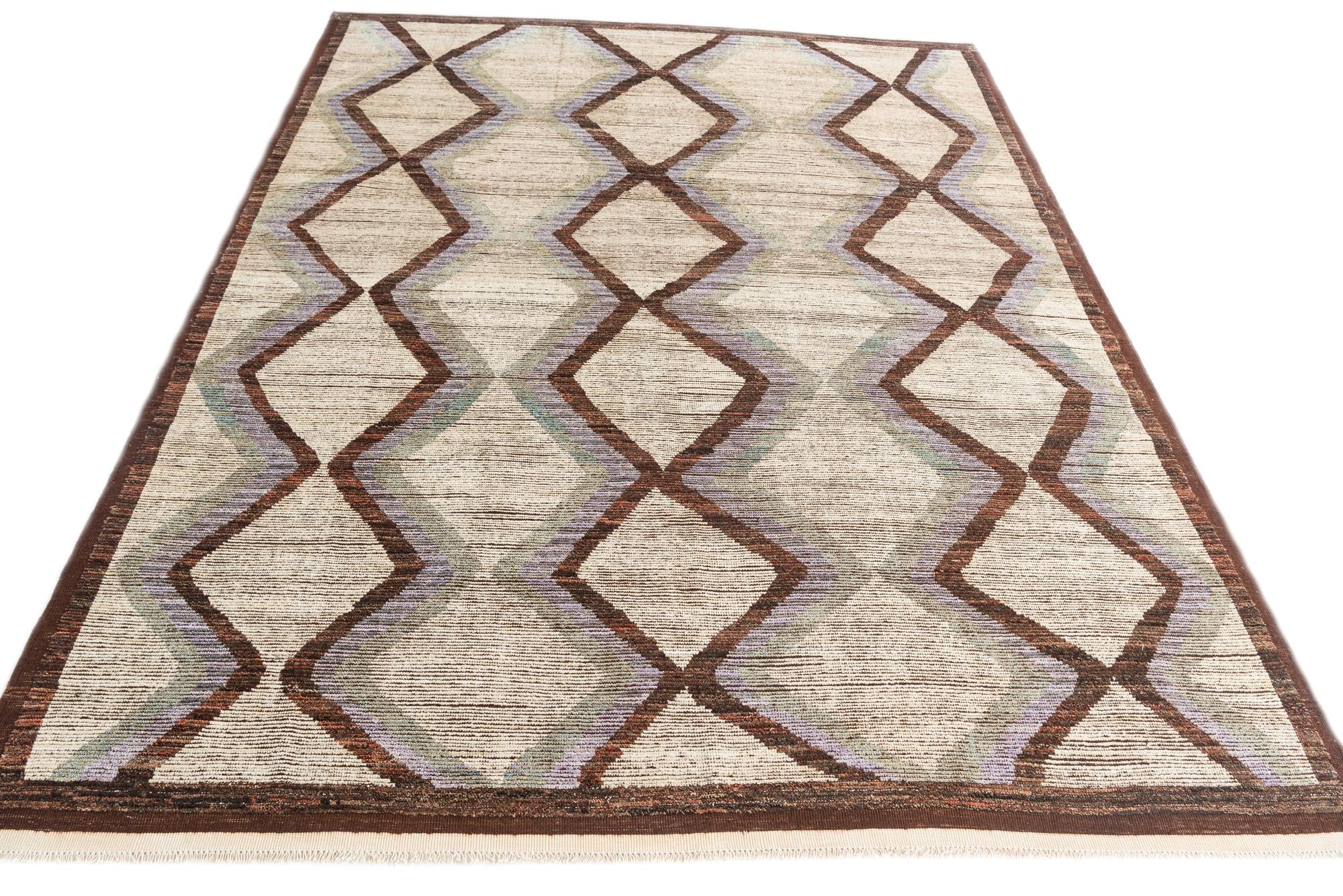 9' 5 x 12' 4 Hand Knotted Moroccan Wool Rug
