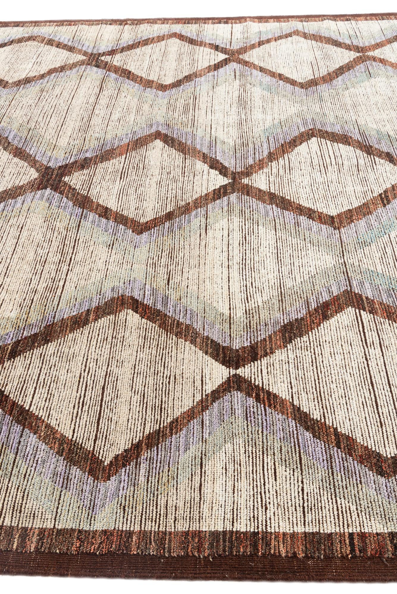 9' 5 x 12' 4 Hand Knotted Moroccan Wool Rug