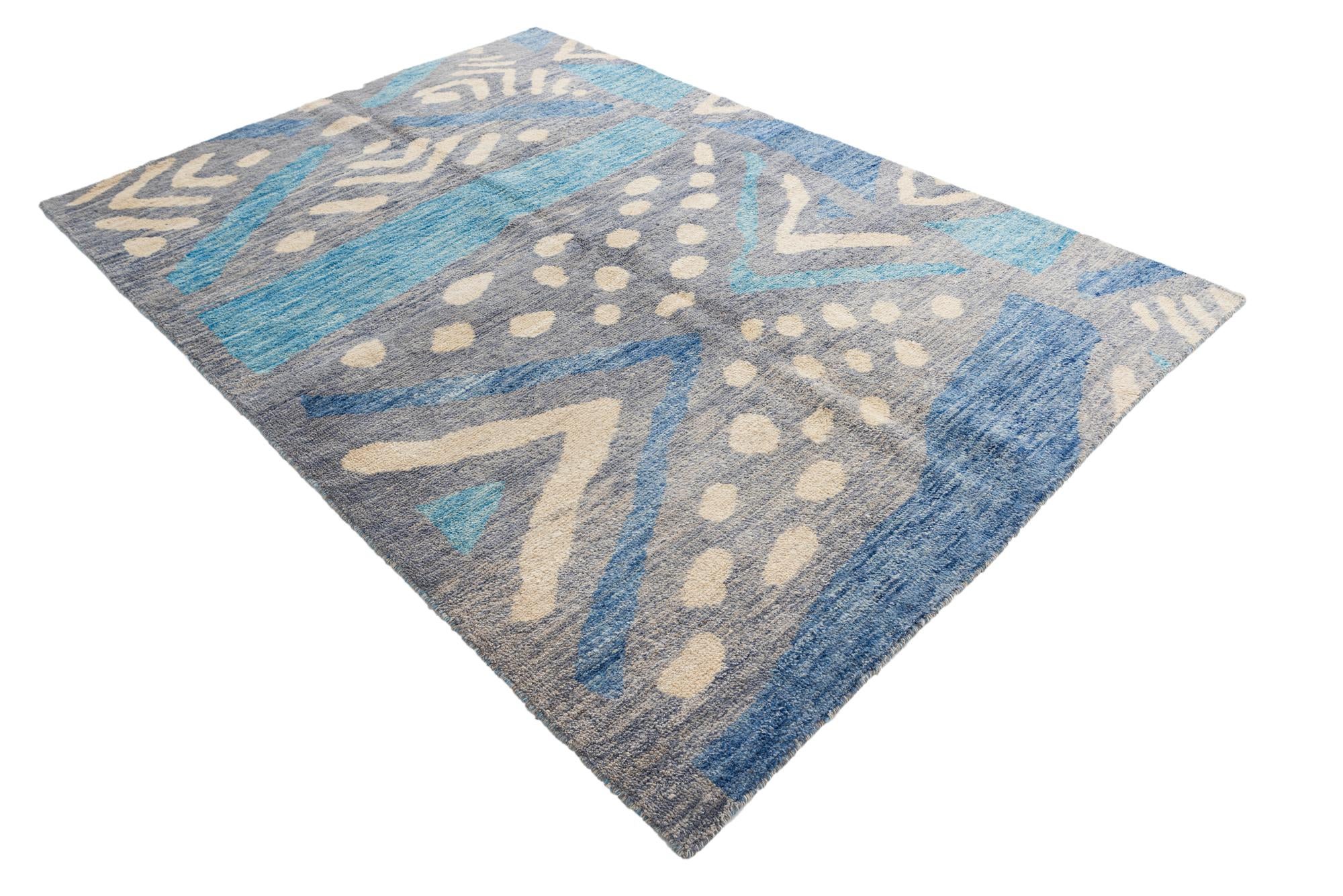 5' 6 x 8' Hand Knotted Moroccan Wool Rug