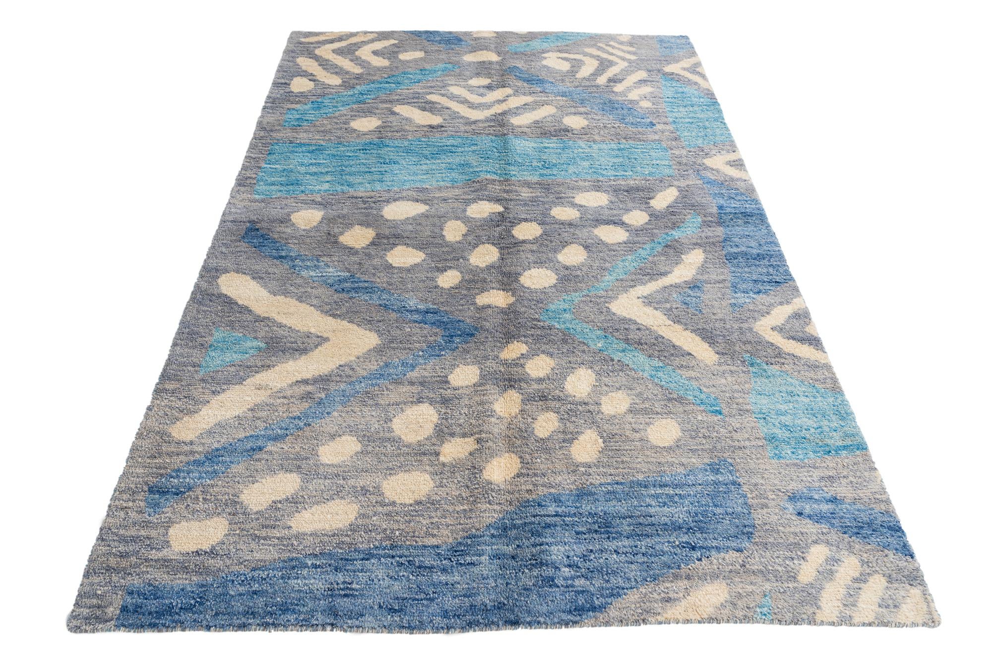 5' 6 x 8' Hand Knotted Moroccan Wool Rug