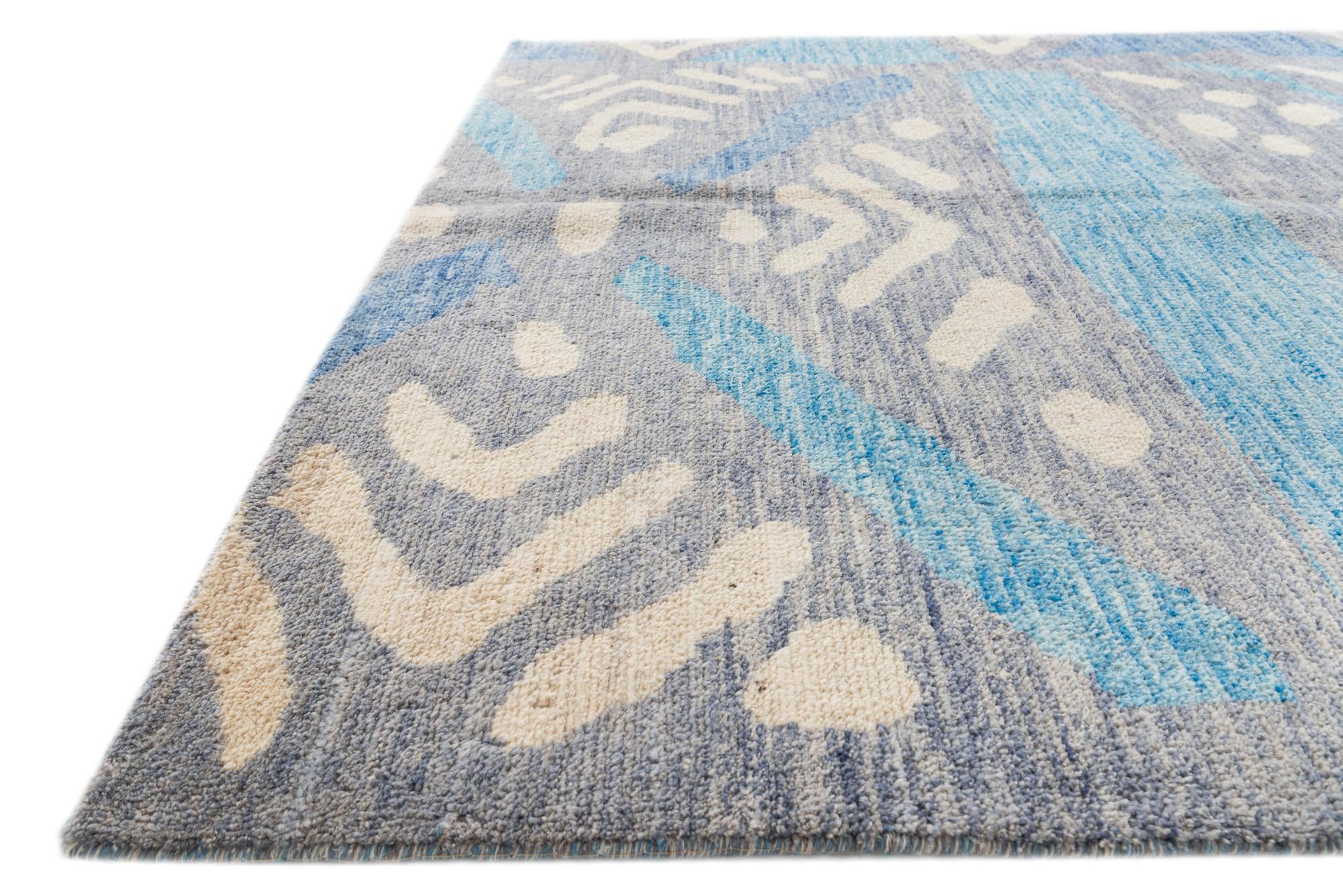 5' 6 x 8' Hand Knotted Moroccan Wool Rug