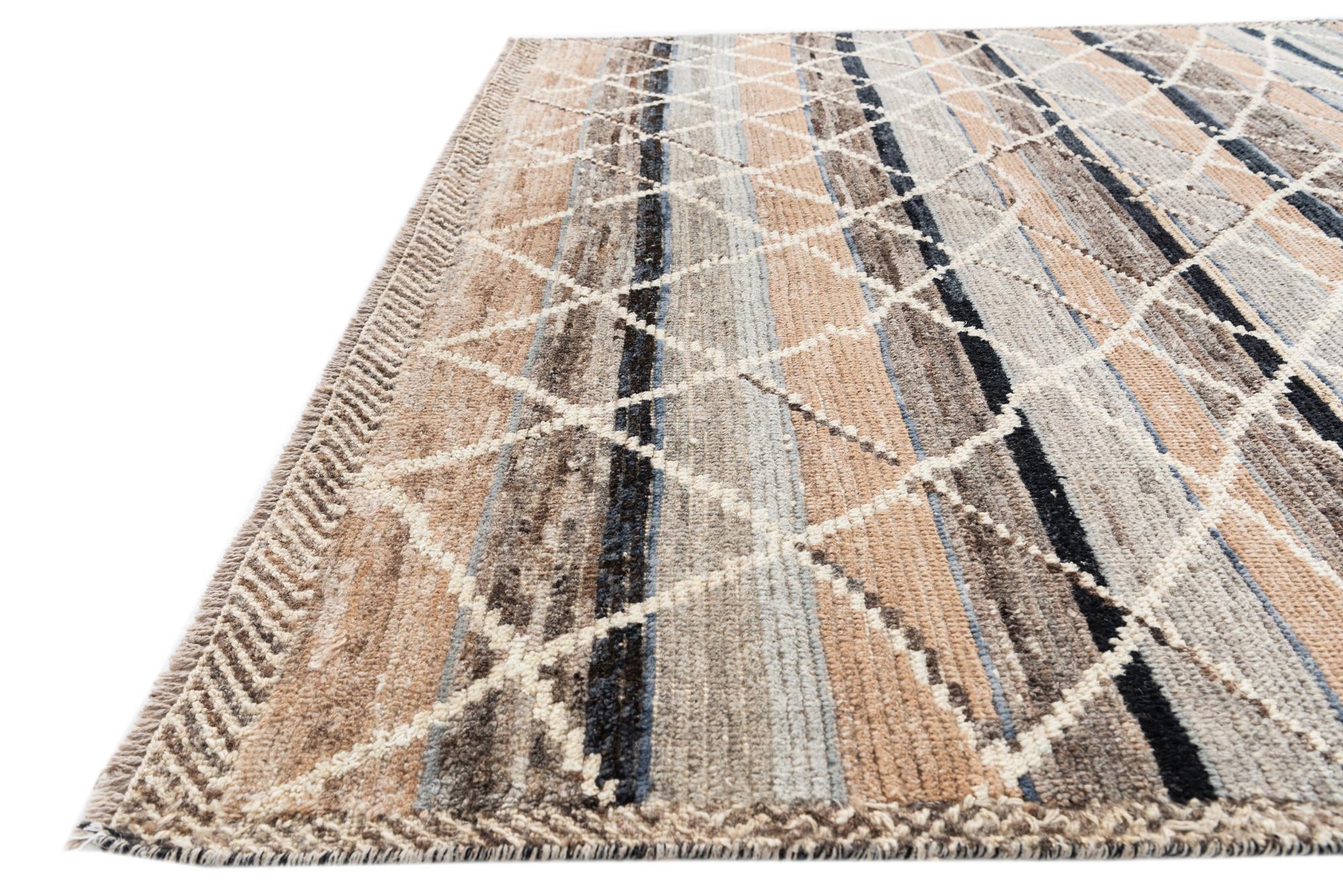 6' x 9' 3 Hand Knotted Moroccan Wool Rug