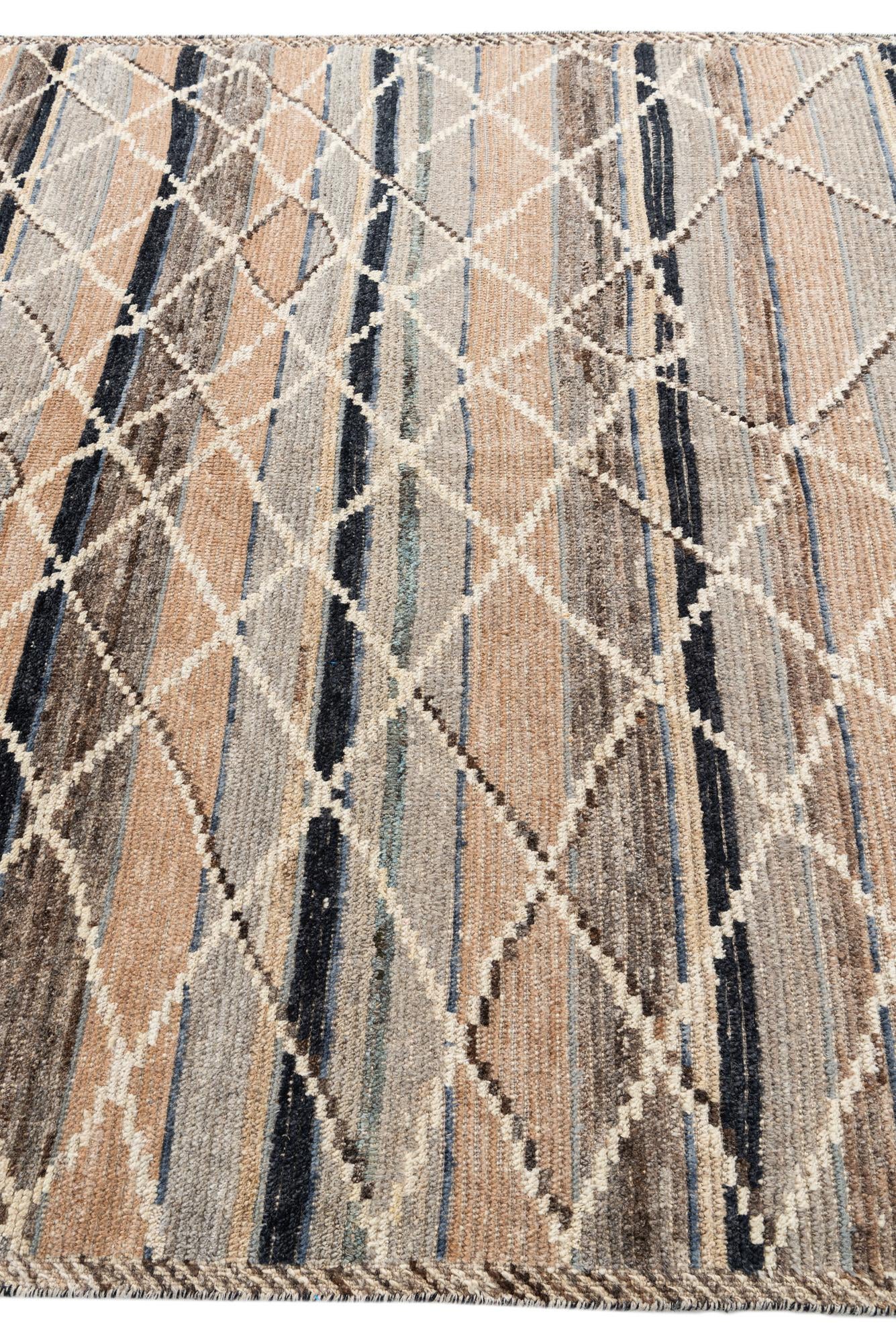 6' x 9' 3 Hand Knotted Moroccan Wool Rug