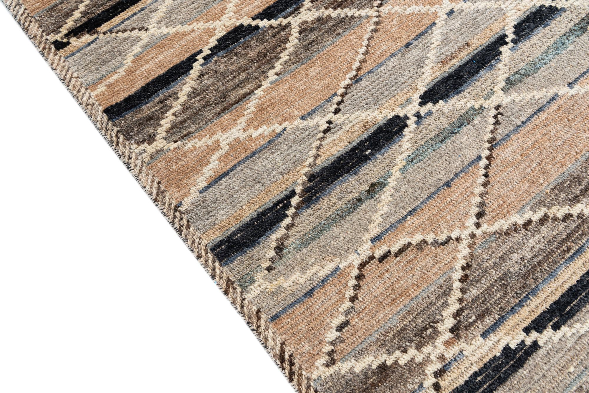 6' x 9' 3 Hand Knotted Moroccan Wool Rug