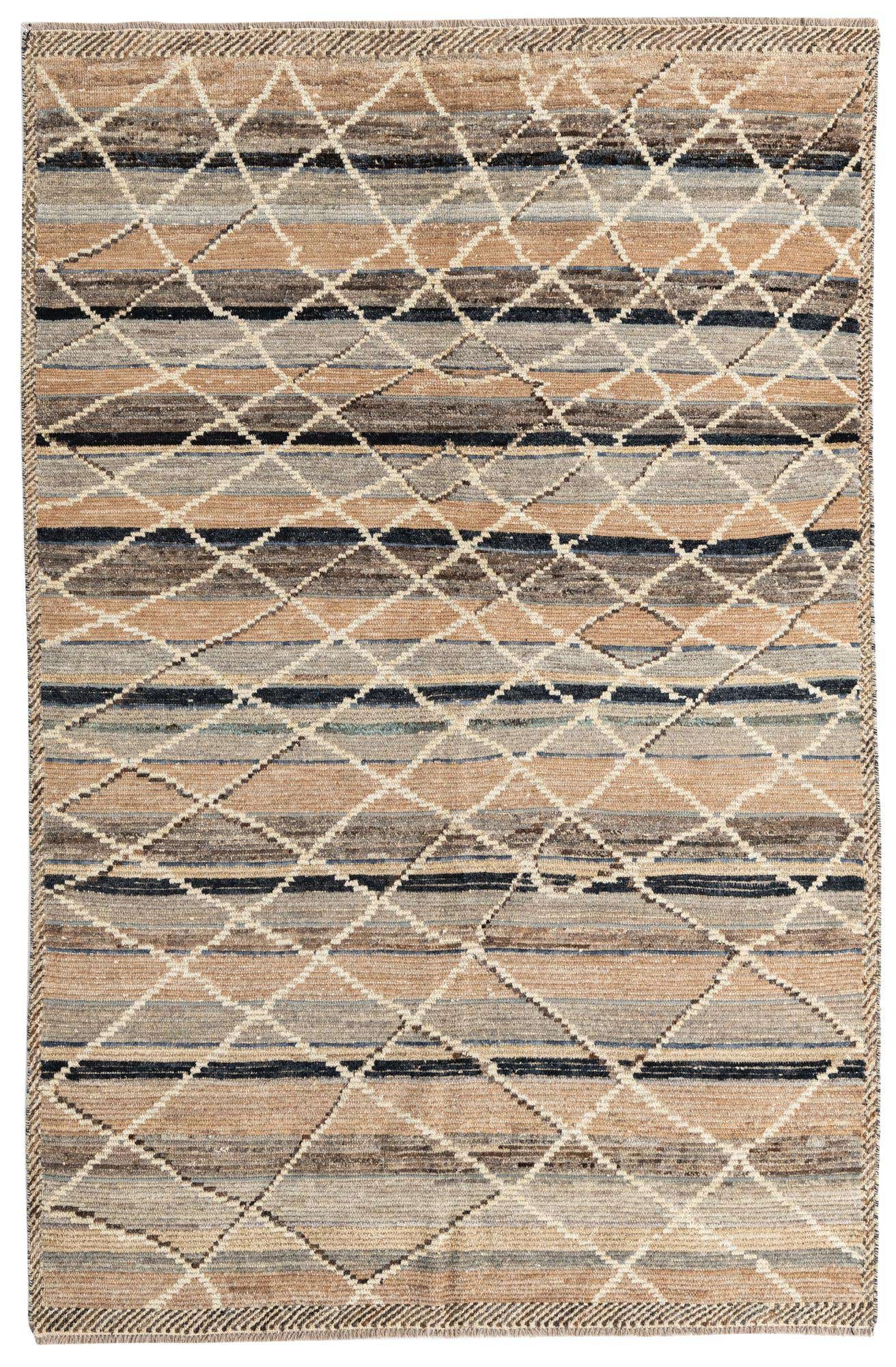 6' x 9' 3 Hand Knotted Moroccan Wool Rug