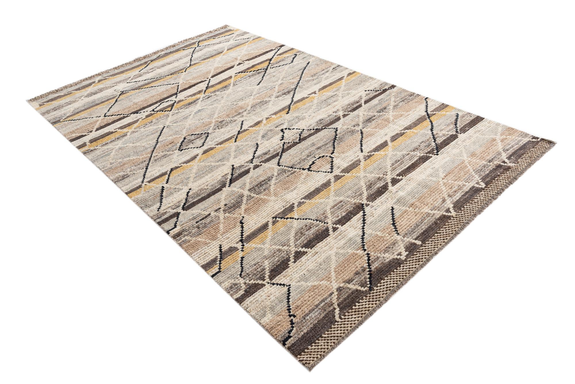 5' 9 x 9' 3 Hand Knotted Moroccan Wool Rug