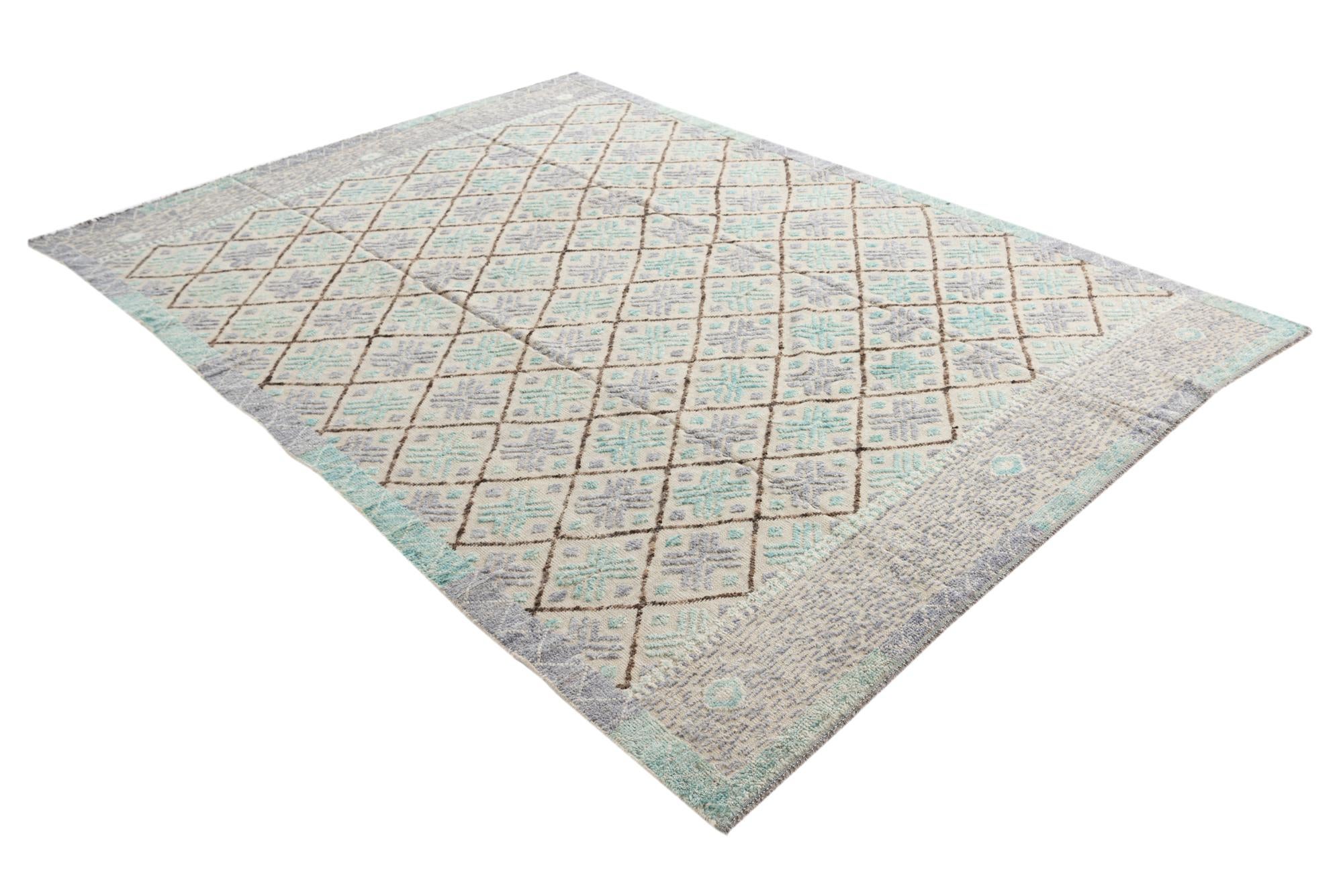 7' 5 x 10' 2 Hand Knotted Moroccan Wool Rug