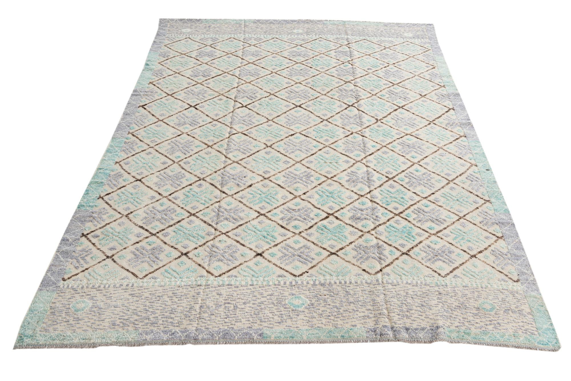 7' 5 x 10' 2 Hand Knotted Moroccan Wool Rug